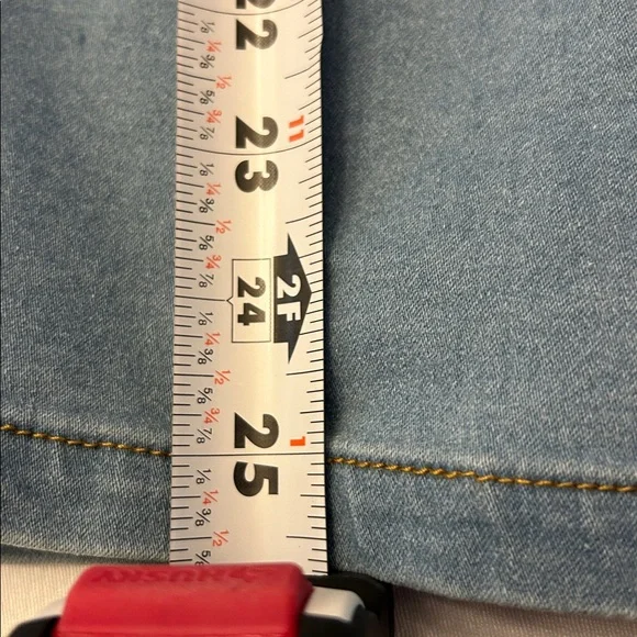 Light Blue Denim Mini Dress With Adjustable Straps and a Belted Waist Size S - Picture 9 of 14